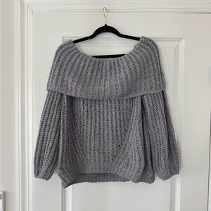Forever 21 Cozy Off-Shoulder Ribbed Knit Sweater - Gray